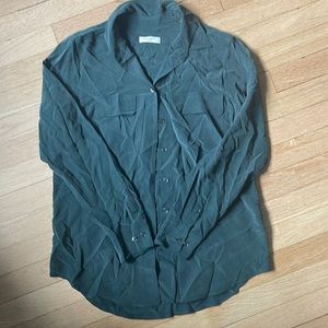 Equipment hunter green silk button down